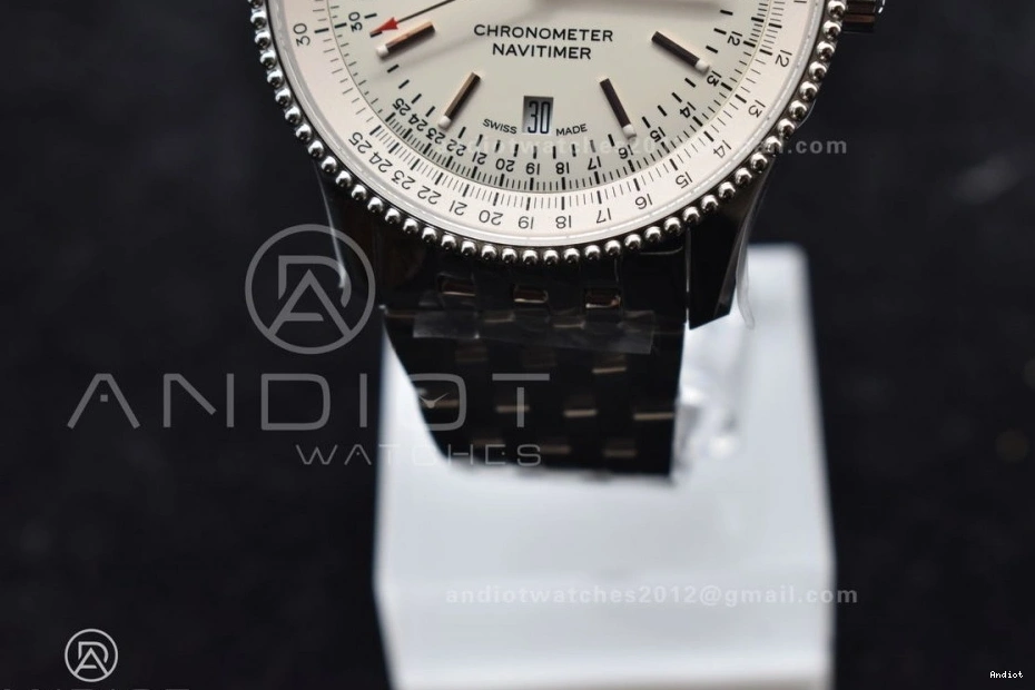 V7F SS 1 Navitimer White A2824 RG SS Dial 1:1 on Bracelet Edition Best Bezel 0115